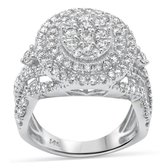 DIAMOND CLOSEOUT! 1.99ct G SI 14K White Gold Round & Baguette Diamond Women's Ring Size 6.5