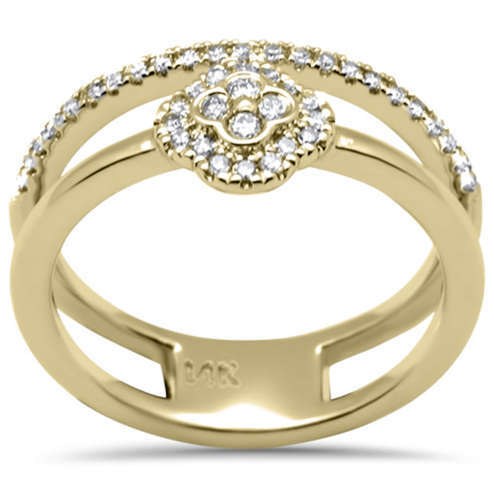 DIAMOND CLOSEOUT! .25ct G SI 14K Yellow Gold Clover Diamond Double Band Ring Size 6.5