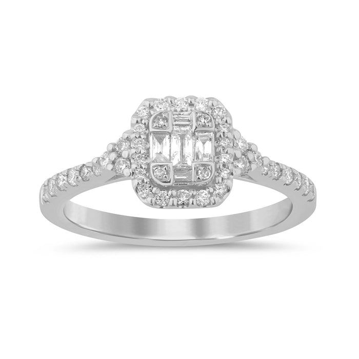 DIAMOND CLOSEOUT! .45ct G SI 14K White Gold Round & Baguette Diamond Women's Ring Size 6.5