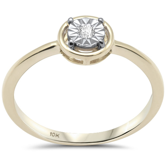 DIAMOND CLOSEOUT! .04ct G SI 10K Yellow Gold Miracle Illusion Ring Size 6.5