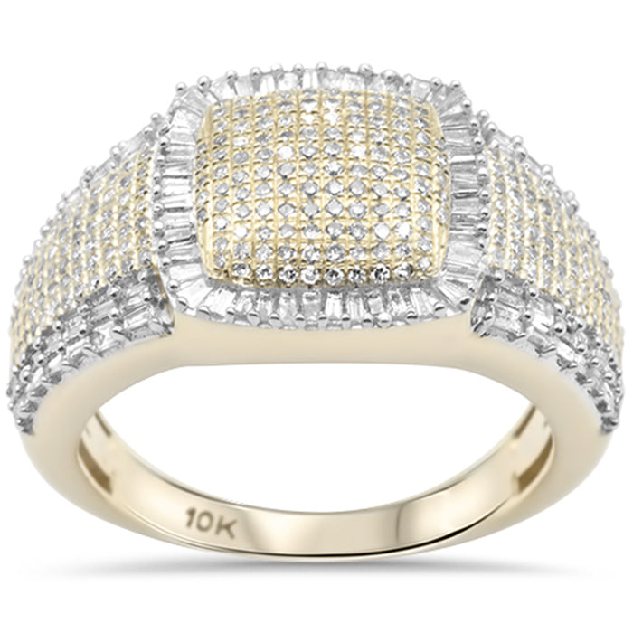DIAMOND CLOSEOUT! 1.14ct G SI 10K Yellow Gold Men's Round & Baguette Diamond Ring Band Size 10