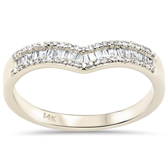 DIAMOND CLOSEOUT! .25ct G SI 14K Yellow Gold Round & Baguette Diamond Ring Band Size 7