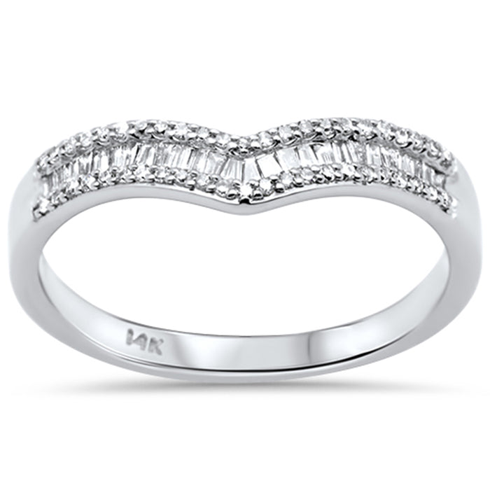 DIAMOND CLOSEOUT! .25ct G SI 14K White Gold Round & Baguette Diamond Ring Band Size 7