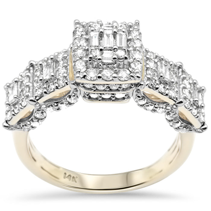 DIAMOND CLOSEOUT! 1.24ct G SI 14K Yellow Gold Round & Baguette Diamond Engagement Ring Size 7