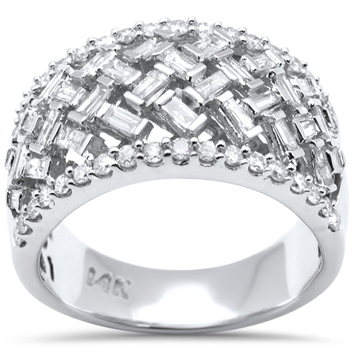 DIAMOND CLOSEOUT! .95ct G SI 14K White Gold Round & Baguette Diamond Ring