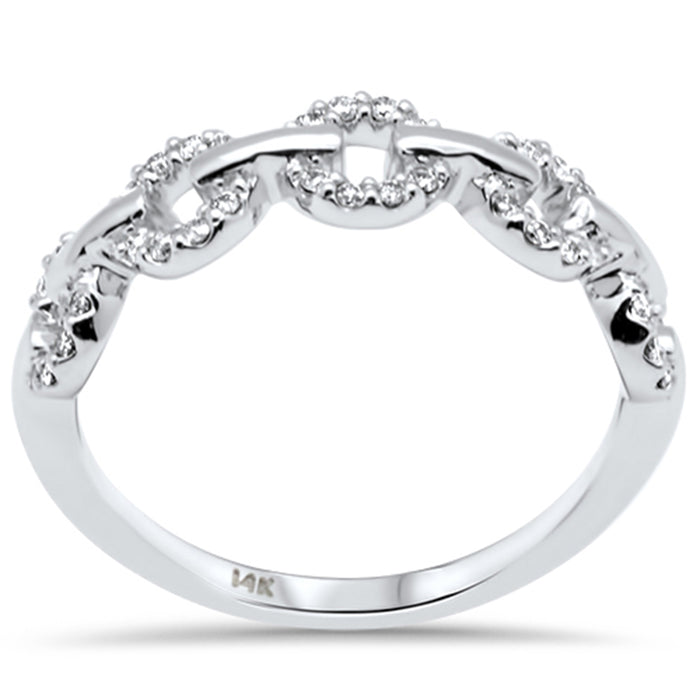 DIAMOND CLOSEOUT! .18ct G SI 14K White Gold Diamond Link Ladies Ring Size 6.5