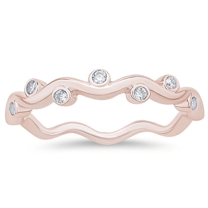 DIAMOND CLOSEOUT! .10ct G SI 14K Rose Gold Diamond Vine Ring Size 6.5