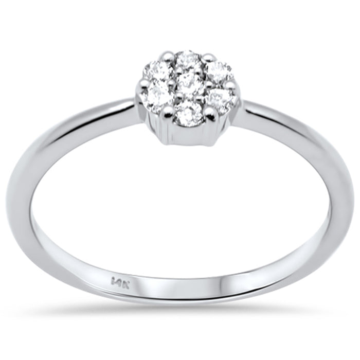 DIAMOND CLOSEOUT! .18ct G SI 14K White Gold Diamond Cluster Flower Ring Size 6.5