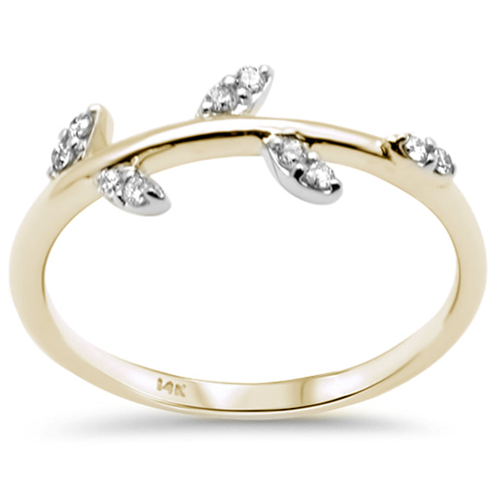 DIAMOND CLOSEOUT! .12ct G SI 14K Yellow Gold Diamond Leaf Ring Size 6.5