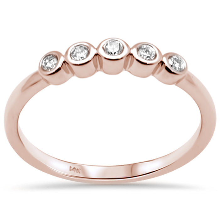 DIAMOND CLOSEOUT! .13ct G SI 14K Rose Gold Diamond Five Diamond Bezel Ring Size 6.5