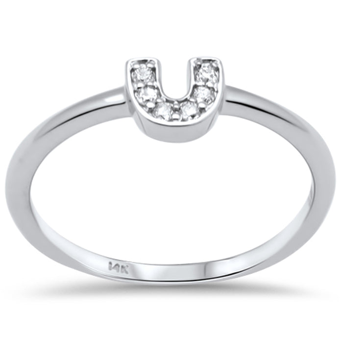 DIAMOND CLOSEOUT! .07ct G SI 14K White Gold Diamond U Shape Ring Size 6.5