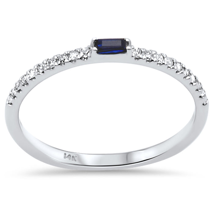 .20ct G SI 14K White Gold Diamond & Baguette Sapphire Ring Size 6.5