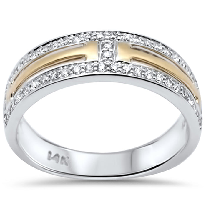 DIAMOND CLOSEOUT! .54ct G SI 14K Two Tone Gold Diamond Men's Band Ring Size 10