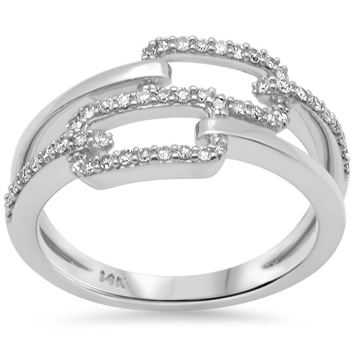 DIAMOND CLOSEOUT! .25ct G SI 14K White Gold Diamond Paperclip Style Ring Size 6.5