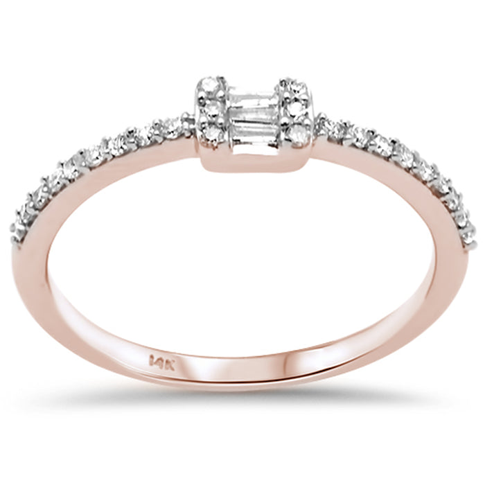 DIAMOND CLOSEOUT! .19ct G SI 14KT Rose Diamond Round & Baguette Ladies Ring Size 6.5
