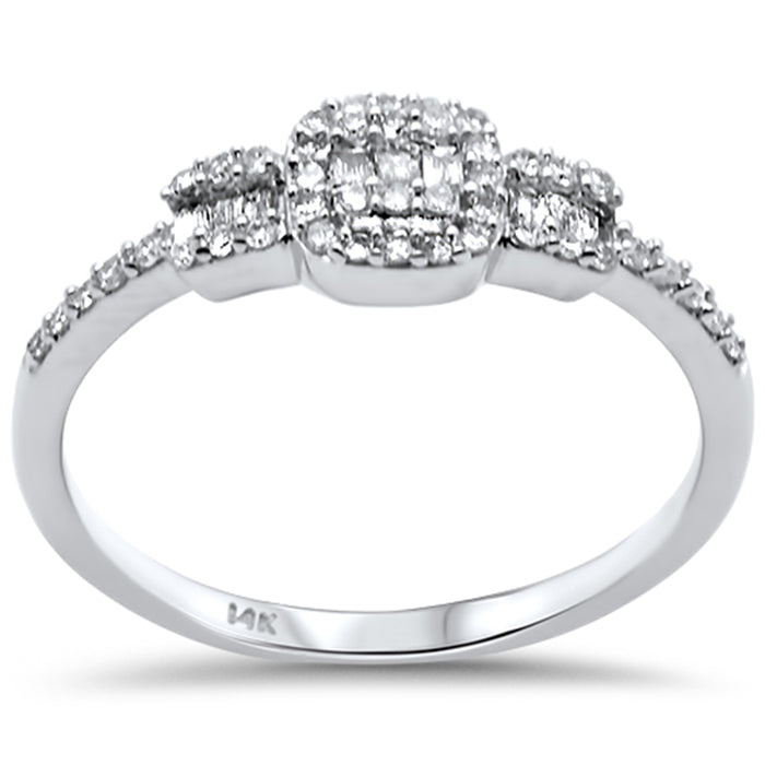 DIAMOND CLOSEOUT! .28ct G SI 14K White Gold Diamond Round & Baguette Ladies Ring Size 6.5