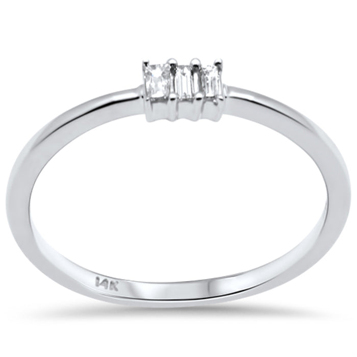 DIAMOND CLOSEOUT! .08ct G SI 14K-White Gold Baguette Diamond Ring Band Size 6.5