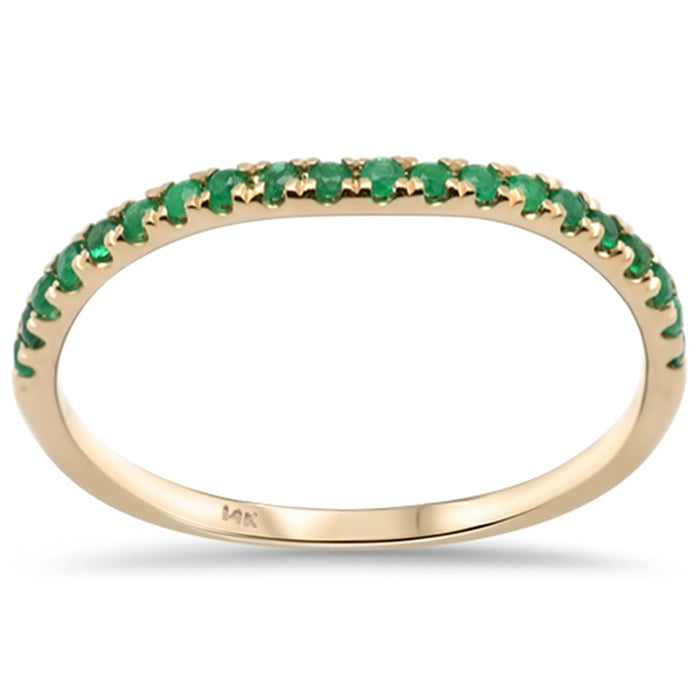 DIAMOND CLOSEOUT! .15ct G SI 14K Yellow Gold Emerald Gemstone Stackable Ring Band