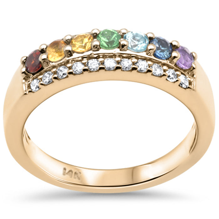 DIAMOND CLOSEOUT! .63ct G SI 14K Yellow Gold Diamond & Multi Color Gemstones & Diamonds Ring Band