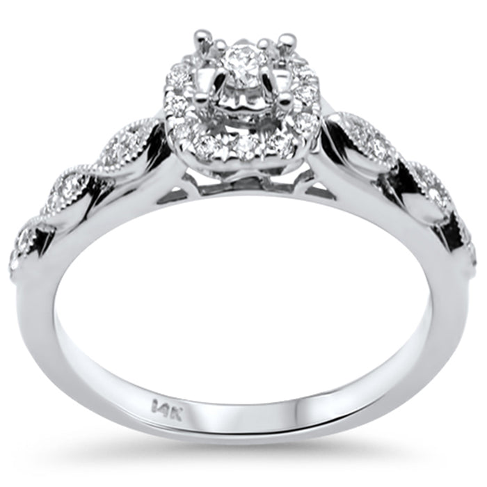 SPECIAL! .34ct G SI 14K White Gold Diamond Halo Engagement Ring Size 6.5