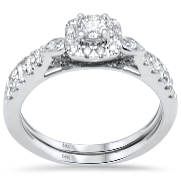 DIAMOND CLOSEOUT! .89ct G SI 14K White Gold Diamond Halo Engagement Ring Size 6.5