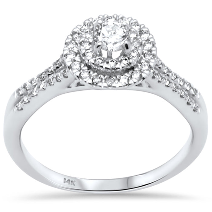 DIAMOND CLOSEOUT! .41ct G SI 14K White Gold Diamond Double Halo Engagement Ring Size 6.5
