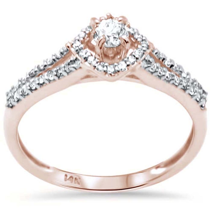 DIAMOND CLOSEOUT! .37ct G SI 14K Rose Gold Diamond Round Shaped Center Diamond Engagement Ring Size 6.5