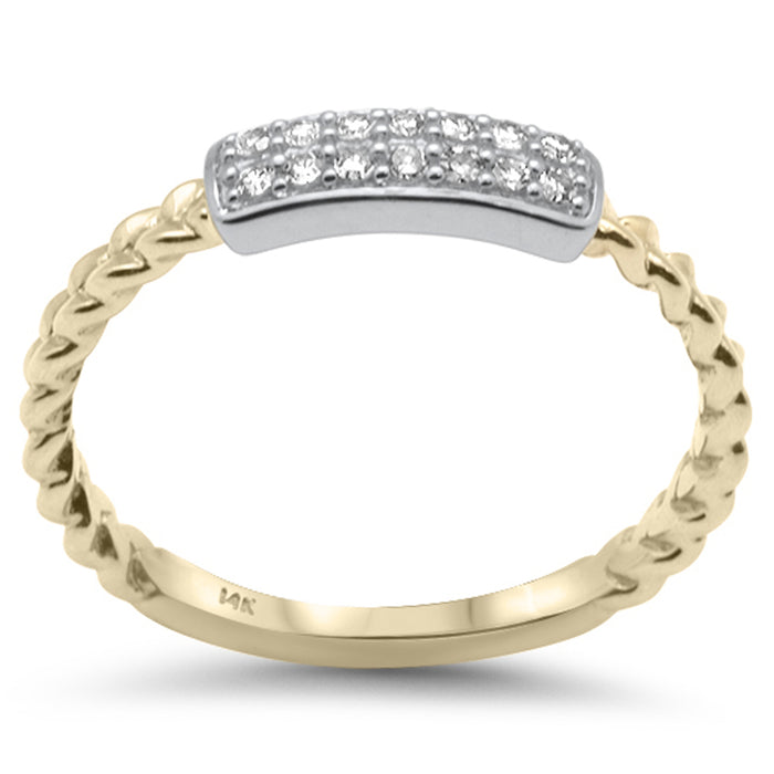 .10ct G SI 14K Two Tone Gold Diamond Braided Ring Band
