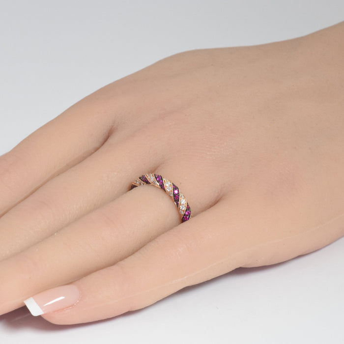 DIAMOND CLOSEOUT! .60ct G SI 14K Rose Gold Ruby & Diamond Ring Band