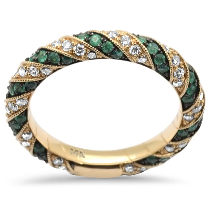 DIAMOND CLOSEOUT! .61ct G SI 14K Yellow Gold Emerald & Diamond Ring Band Size 6.5