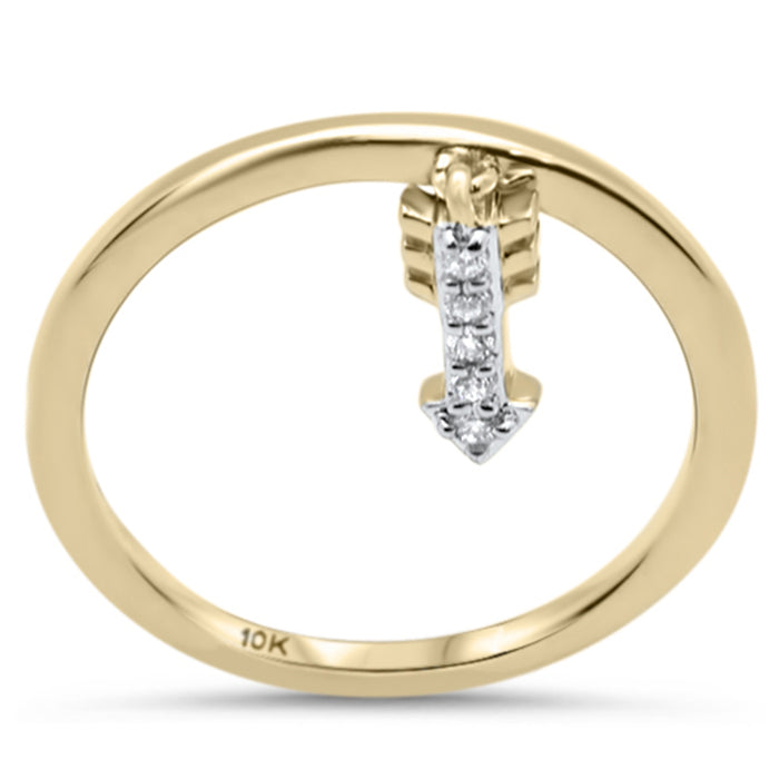 DIAMOND CLOSEOUT! .05ct G SI 10K Yellow Gold Diamond Arrow Shaped Dangle Ring Band Size 6.5