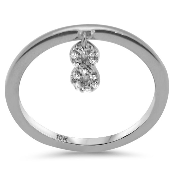 DIAMOND CLOSEOUT! .08ct G SI 10K White Gold Diamond Infinity Shaped Dangle Style Ring Band Size 6.5