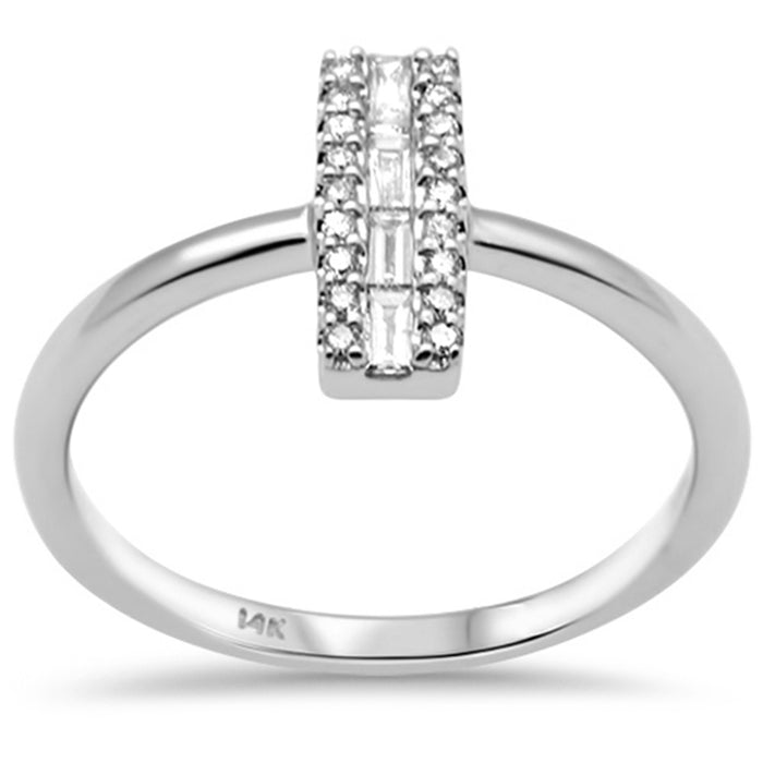 DIAMOND CLOSEOUT! .17ct G SI 14K White Gold Diamond Round & Baguette Ring Band Size 6.5