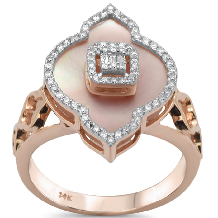 CLOSEOUT! 3.82ct G SI 14K Rose Gold Diamond Pink Mother of Pearl Ring
