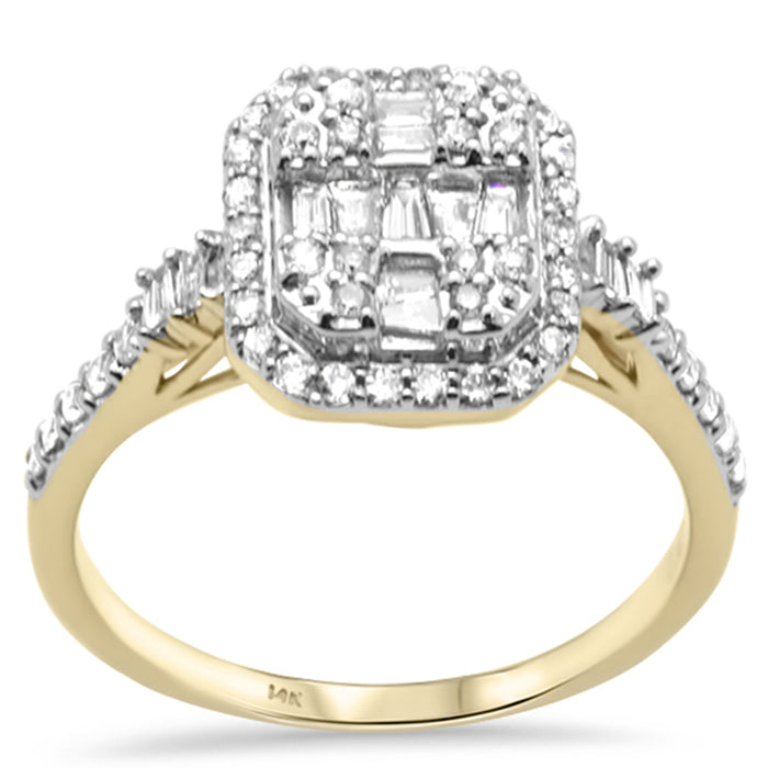 DIAMOND CLOSEOUT! .47ct G SI 14K Yellow Gold Diamond Round & Baguette Engagement Ring Size 6.5