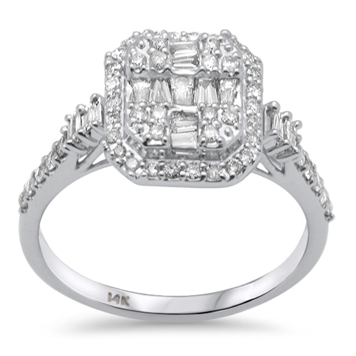 SPECIAL! .49ct G SI 14K White Gold Round & Baguette Diamond Engagement Ring Size 6.5