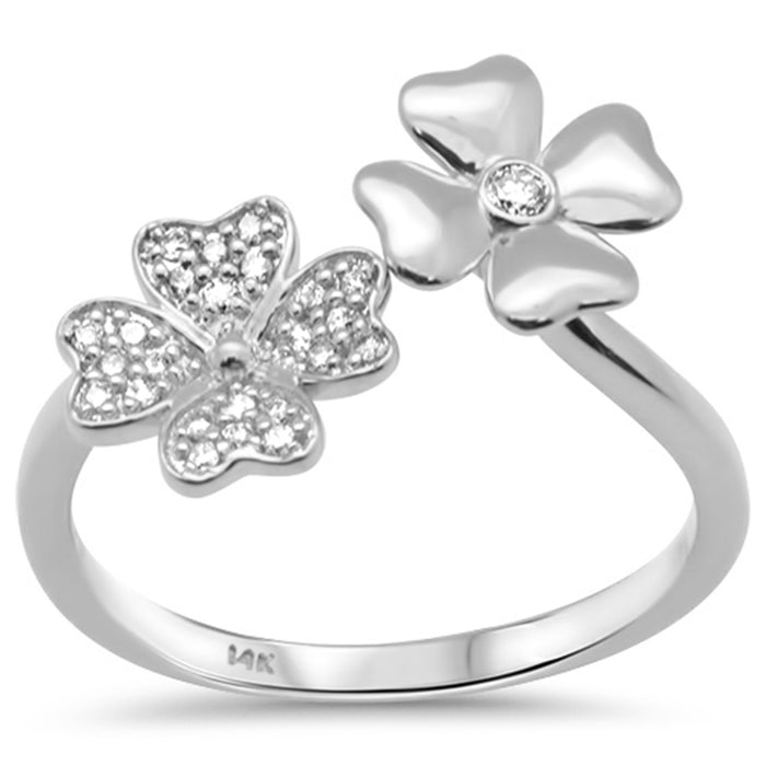 DIAMOND CLOSEOUT! .14ct G SI 14K White Gold Diamond Flowers Band Ring Size 6.5