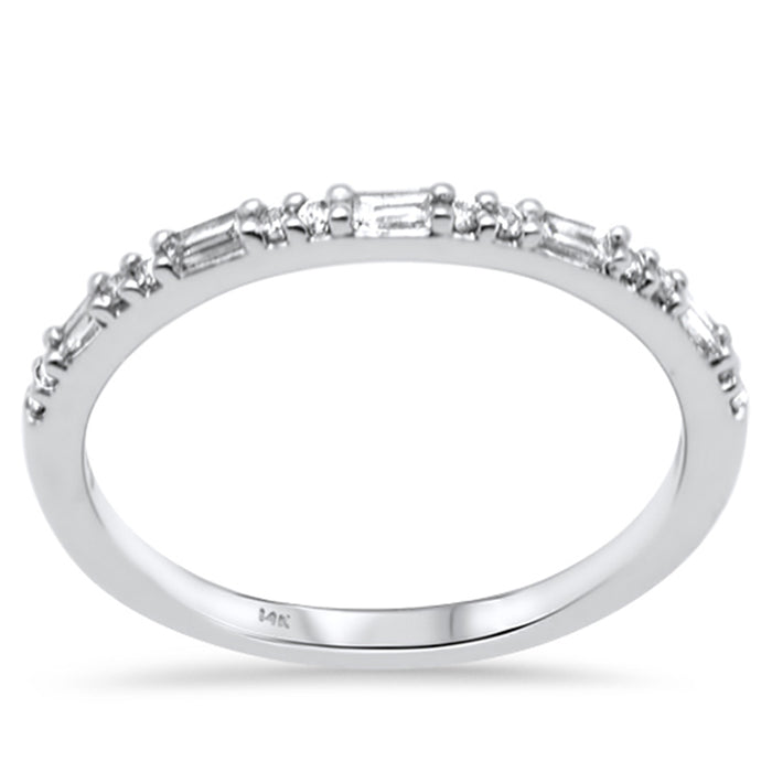 SPECIAL! .17ct G SI 14K White Gold Round & Baguette Diamonds Ring Band Size 6.5
