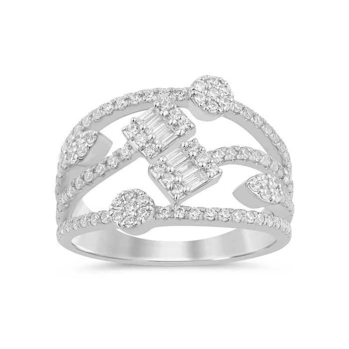DIAMOND CLOSEOUT! .67ct G SI 14K White Gold Diamond Round & Baguette Ring Band Size 6.5