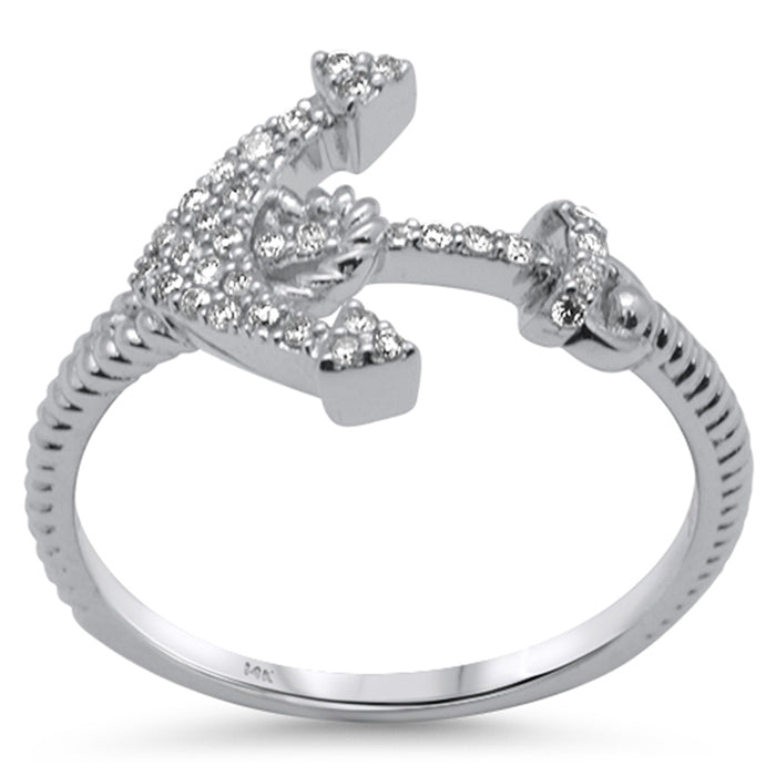 DIAMOND CLOSEOUT! .15ct G SI 14K White Gold Diamond Anchor Band Ring Size 6.5
