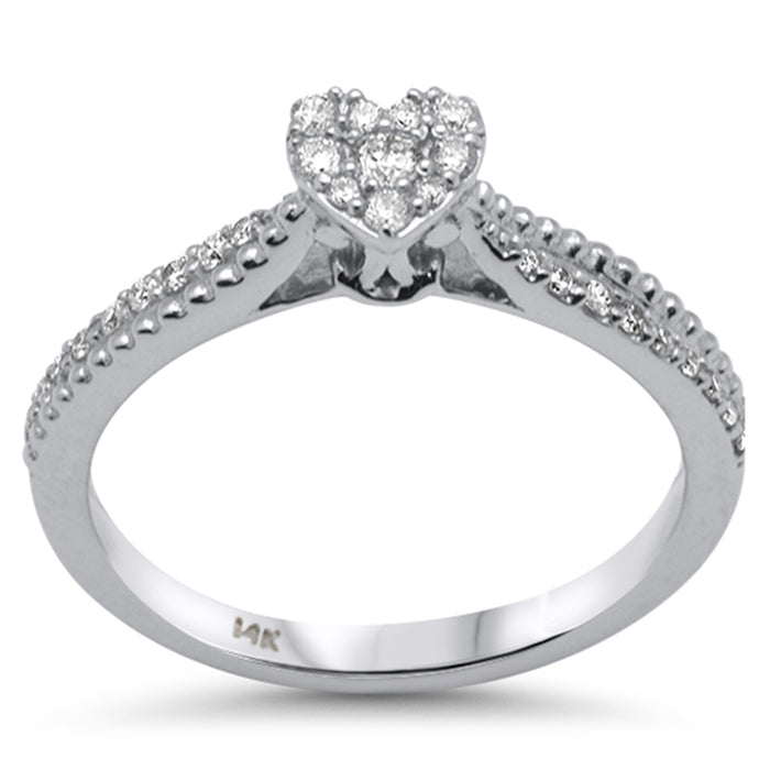 DIAMOND CLOSEOUT! .23ct G SI 14K White Gold Diamond Heart Shaped Engagement Ring Size 6.5