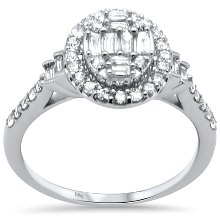 DIAMOND CLOSEOUT! .62ct G SI 14K White Gold Diamond Round & Baguette Oval Band Ring Size 6.5