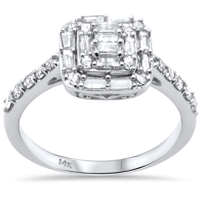 DIAMOND CLOSEOUT! .60ct G SI 14K White Gold Diamond Round & Baguette Ring Size 6.5