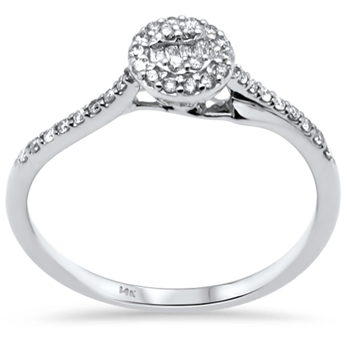 DIAMOND CLOSEOUT! .18ct G SI 14K White Gold Round & Baguette Diamond Engagement Ring Size 6.5