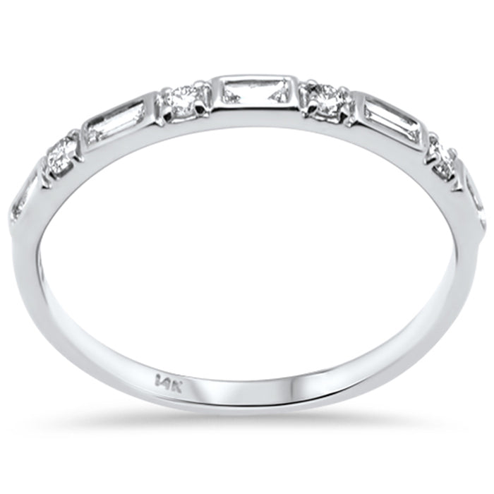 SPECIAL! .25ct G SI 14K White Gold Round & Baguette Diamond Band Ring Size 6.5