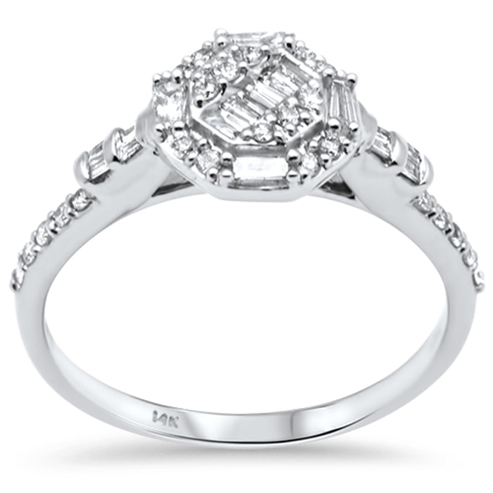 DIAMOND CLOSEOUT! .37ct G SI 14K White Gold Round & Baguette Diamond Band Ring Size 6.5