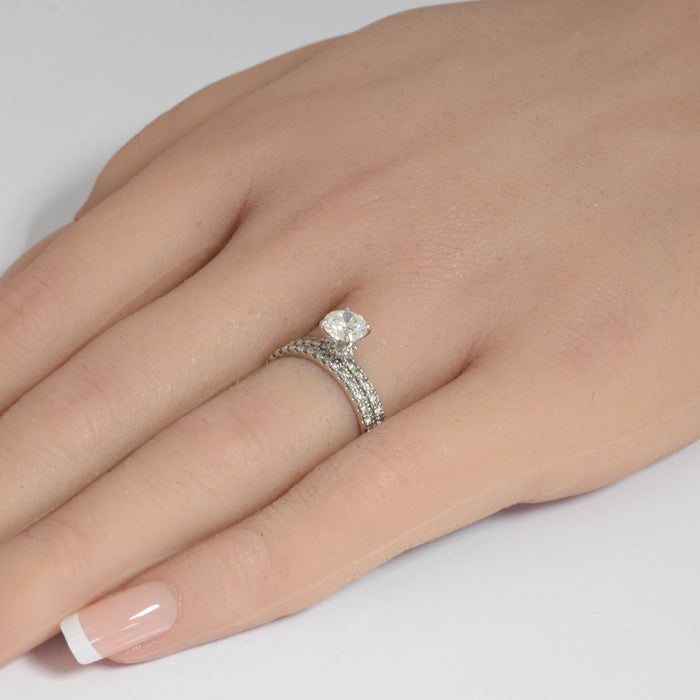 DIAMOND CLOSEOUT! 1.21ct G SI 14K White Gold Diamond 2 Piece Bridal Engagement Ring Set Size 6.5