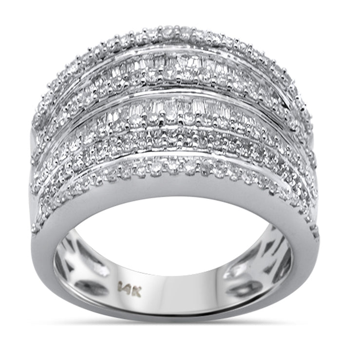 SPECIAL!1.24ct G SI 14K White Gold Diamond Round & Baguette Band Ring Size 6.5