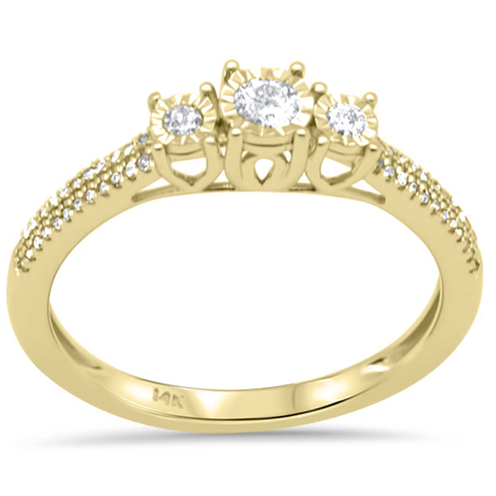 DIAMOND CLOSEOUT! .20ct G SI 14K Yellow Gold Diamond Miracle Illusion Engagement Ring Size 6.5