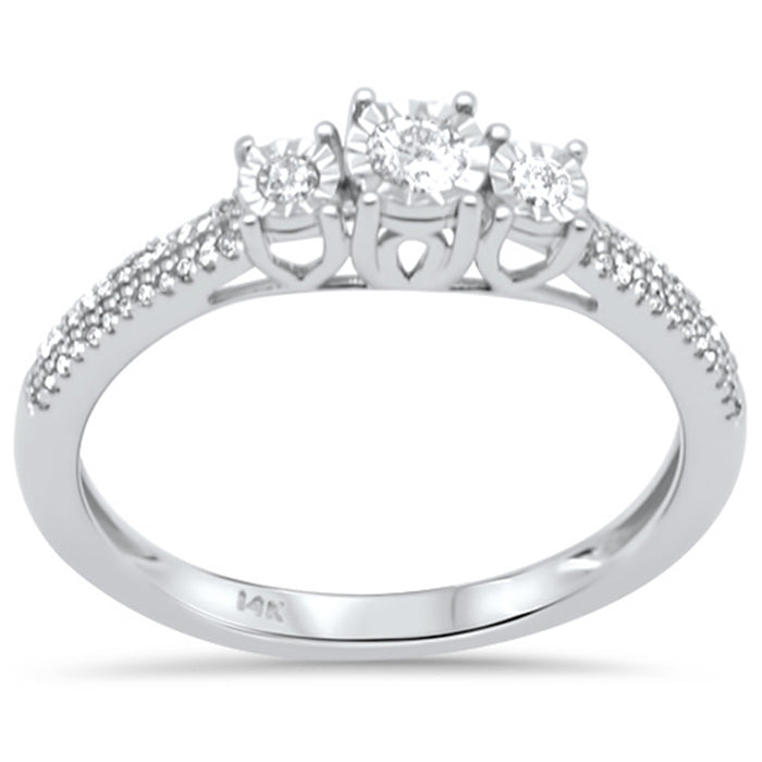 DIAMOND CLOSEOUT! .20ct G SI 14K White Gold Diamond Miracle Illusion Engagement Ring Size 6.5